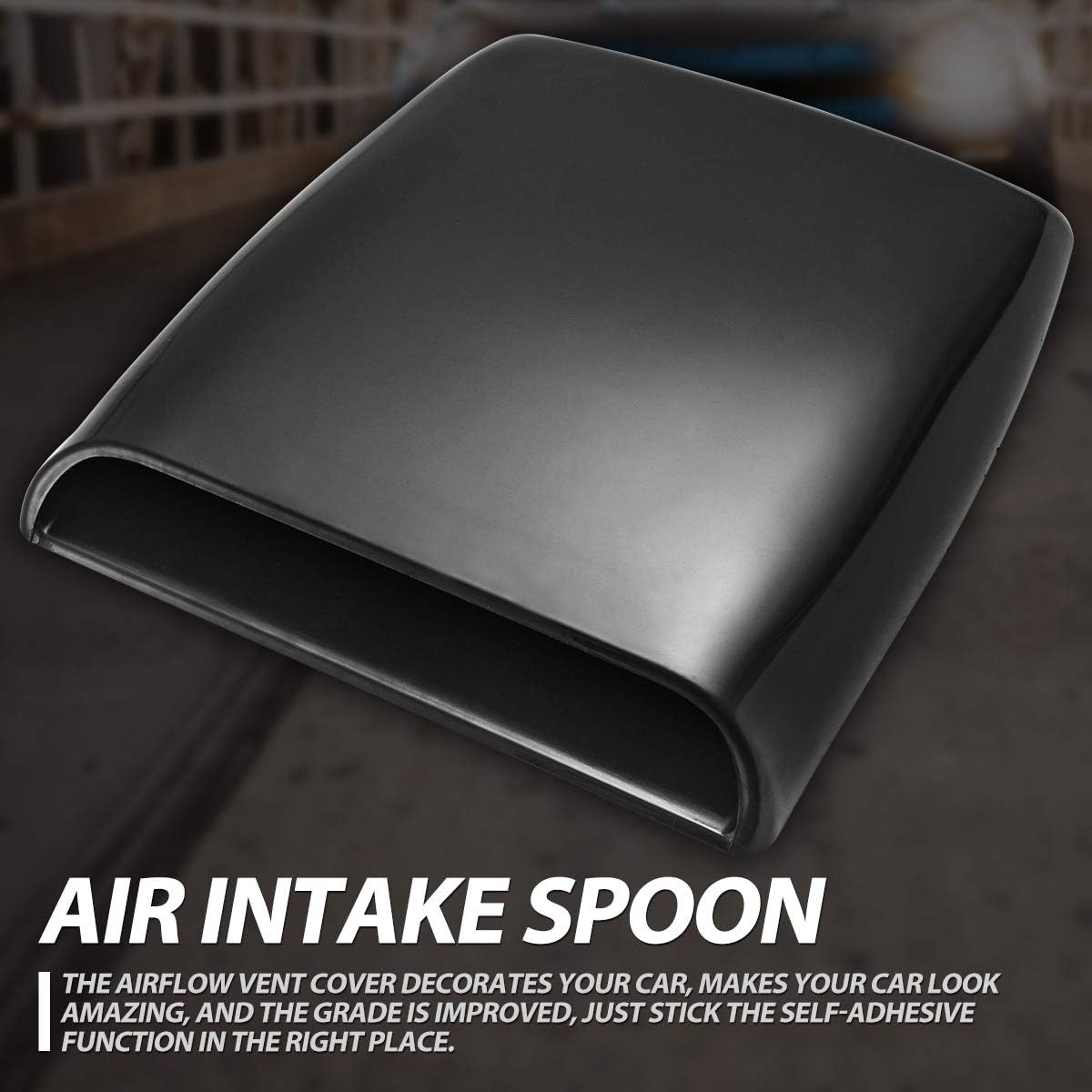 KATUR Universal Car Decorative Air Flow Intake Hood Scoop Vent Turbo Bonnet Cover Black - Image 3
