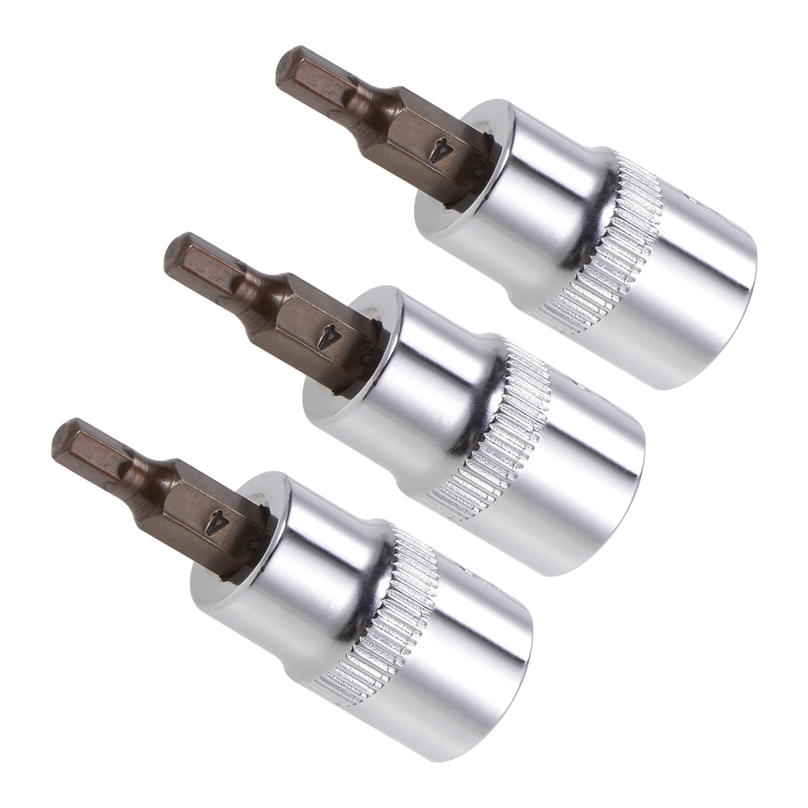 CoCud Hex Bit Socket, Metric H4 (4mm) Bit 3/8" Drive 1.5" Long, S2 Alloy Steel Heat Treated CR-V Socket - (Applications: for Fastener Application), 3-Pieces