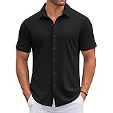 COOFANDY Mens Casual Button Down Shirts Short Sleeve Wrinkle Free Shirt Untucked Summer Stretch Dress Shirt
