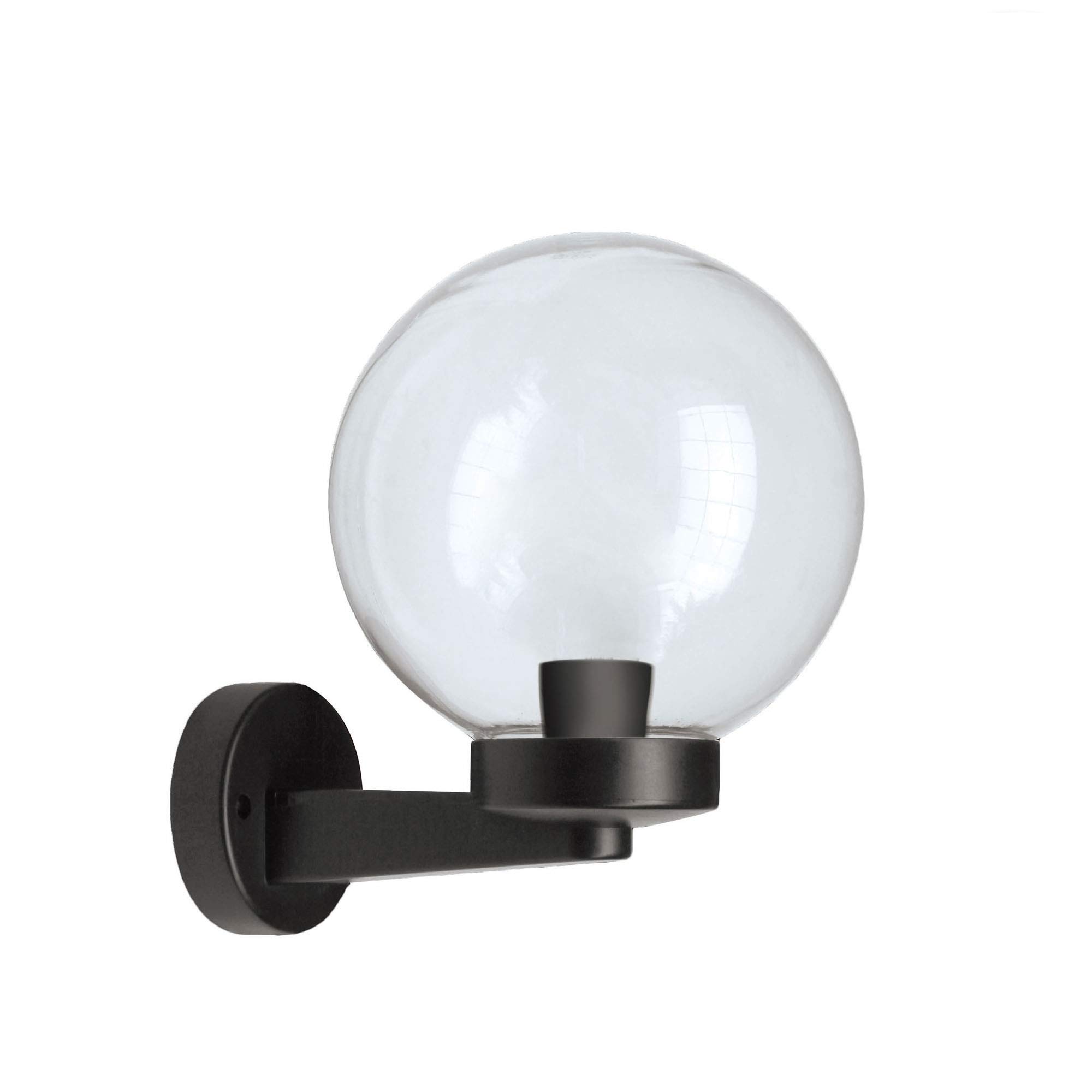 Velamp PMMA Outdoor Sphere wall Light, 200mm, E27 Socket, LED Compatible, IP44 Waterproof, for Gardens, Parks, condominiums, terraces, Transparent