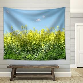 Spring Landscape with rapeseed Field - Fabric Wall Tapestry Home Decor - 51x60 inches