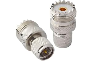 onelinkmore UHF Adapters Mini UHF Male to UHF Female SO239 PL259 Connector RF Coax Adapter Pack of 2