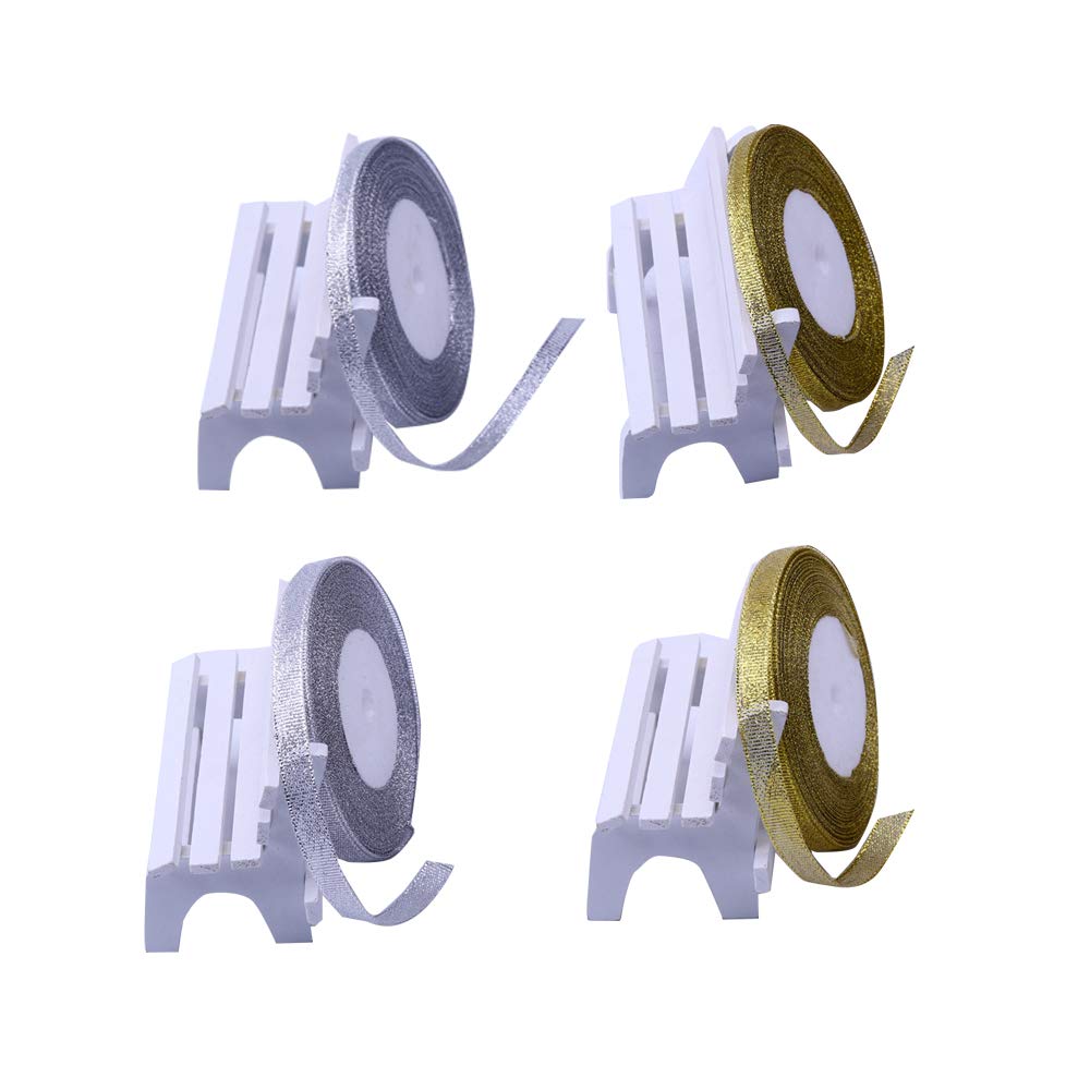 YOFASEN 4 Rolls Shimmer Sheer Organza Ribbons - 25Yard Ribbons for Gift Decoration DIY Crafts Wedding Party Birthday Festival Decor