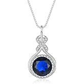 YIFSIY Infinity Birthstone Pendant Necklace for Women, 925 Sterling Silver 10mm Round Cut Zircon Chain Necklaces Jewelry Gift for Birthday Anniversary