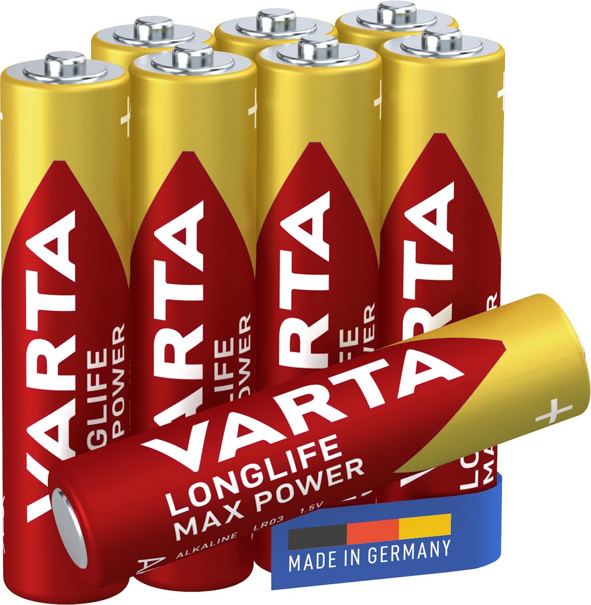 VARTA Longlife Max Power AAA Micro LR03 Alkaline Batteries (8-pack) - Made in Germany - ideal for toys and everyday devices