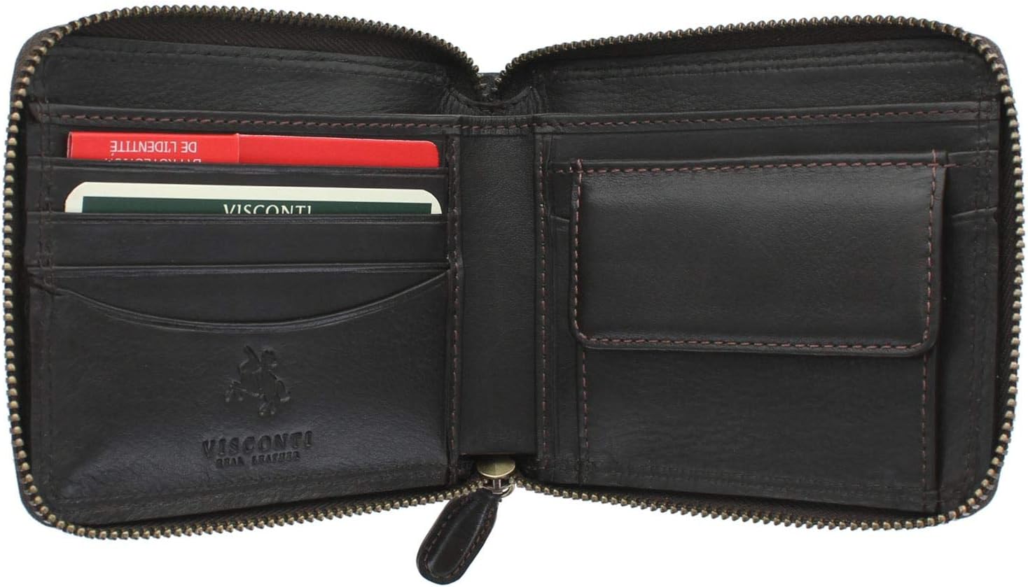 VISCONTI Heritage Camden Zip Around Leather Wallet RFID and Tap and Go HT14 Chocolate - Image 3