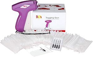 PAG XMS S13 Price Tag Standard Attacher Tagging Gun for Clothing with 5 Needles and 2000 Barbs Fasteners, Purple