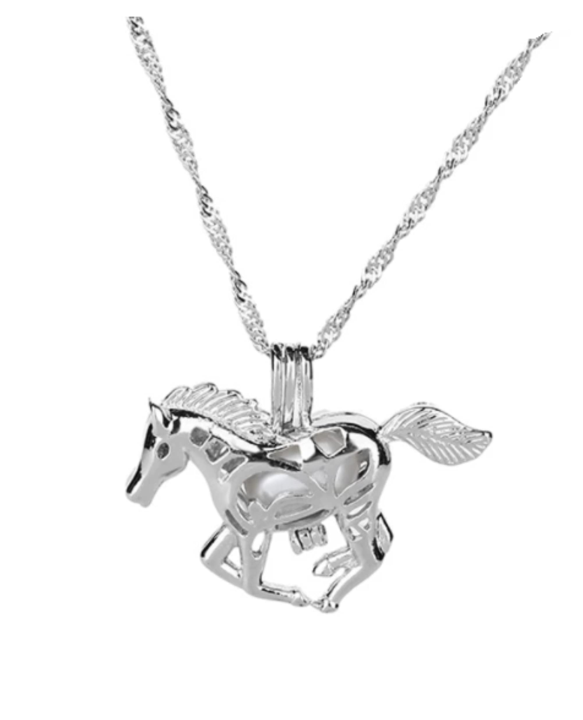 CrownOfRibbons Silver Horse Necklace, in a Jewellery Gift Bag