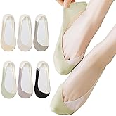 Caudblor 6 Pack Thin No Show Socks For Women Flats, Invisible Non Slip Low Cut Liner Sock With Heel Tab For Loafers, Size 5-8