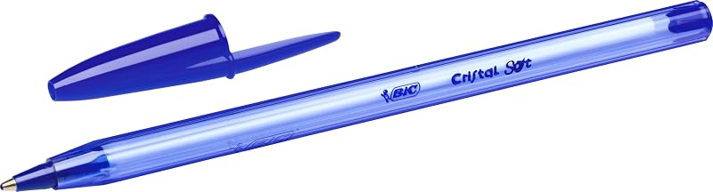 Cristal Soft Stylos-Bille Pointe Moyenne (1,2 mm) - Écriture Douce et Fluide - Bleu, Boîte carton de 10