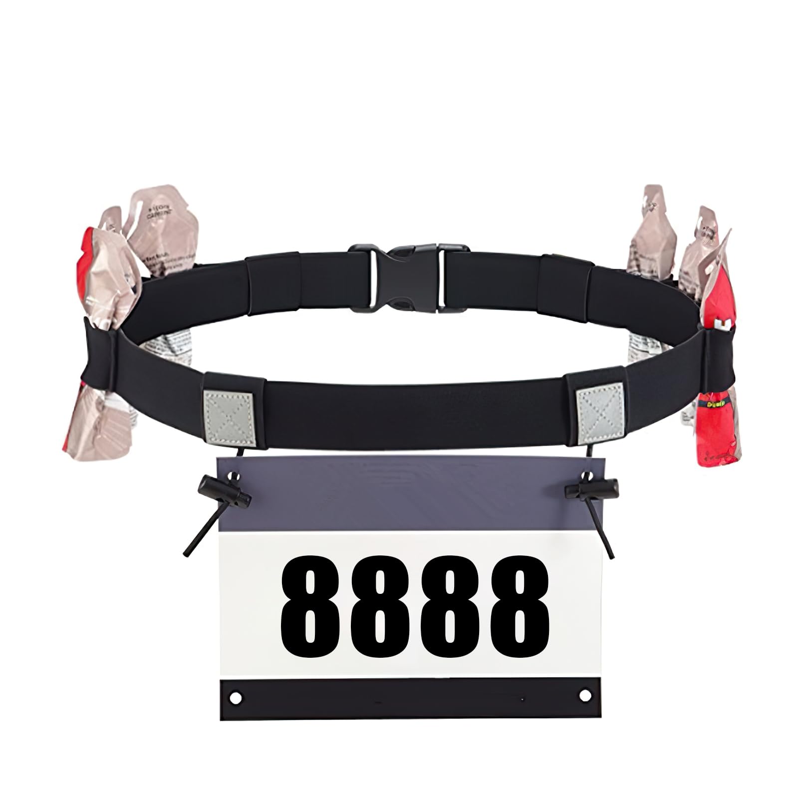 Adjustable Triathlon Race Belt With 6 Elastic Gel Loops - Non-Slip Marathon Bib Holder for Runners, Cyclists and Triathletes