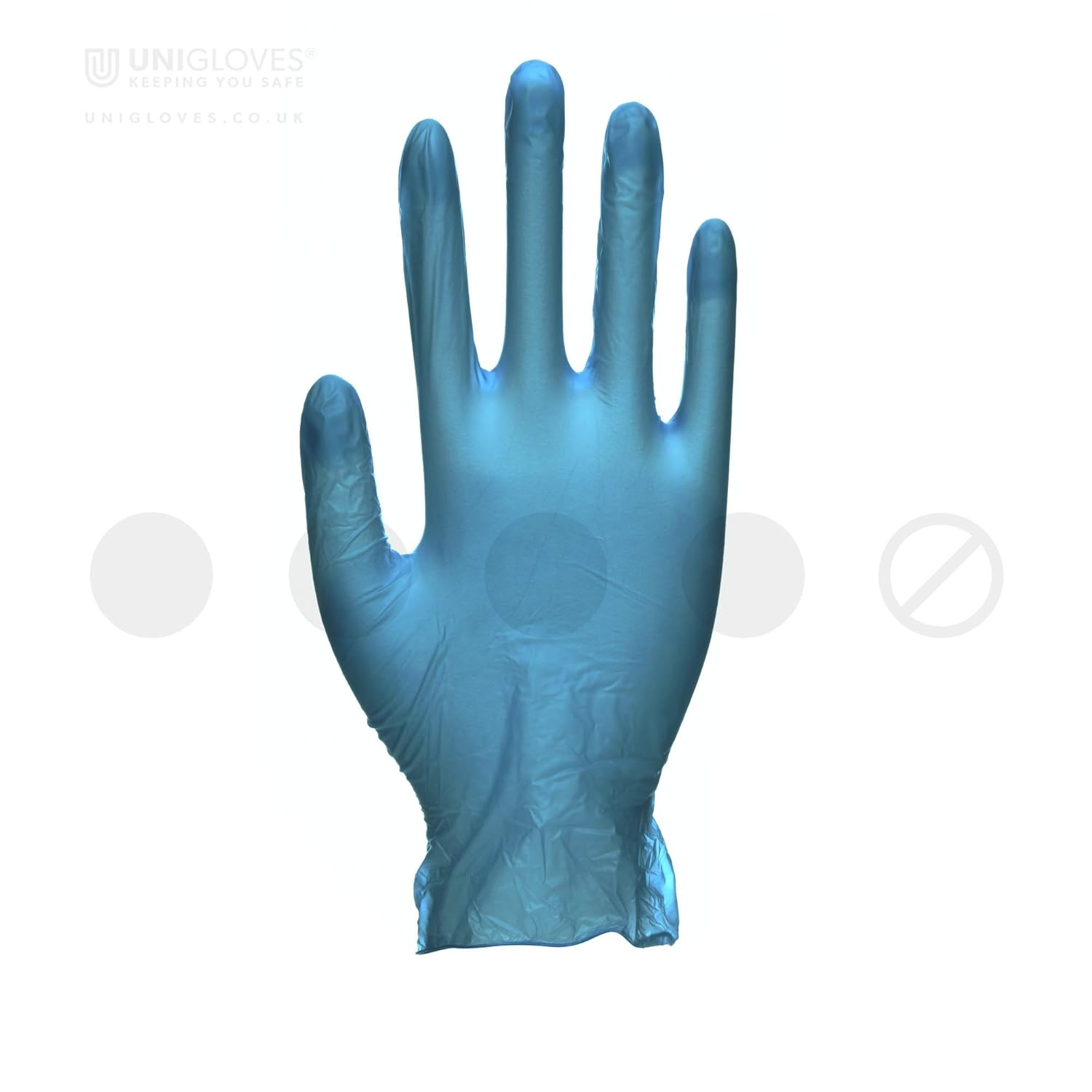 Unigloves Unicare GS0084 gloves Vinyl, Powder Free,Non Sterile,ambidextrous, Blue, Large, Pack of 100 - Image 3