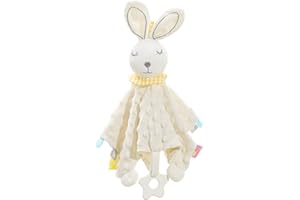 Zooawa Loveys for Babies, Security Blanket Soft Stuffed Animal Bunny Lovey Unisex Lovie Baby Stuff Soother Blanket with Tags 