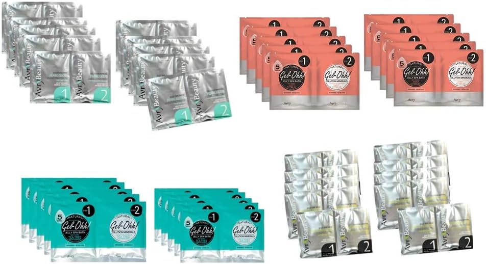 Jelly Spa Bath by Avry Beauty Jelly Pedi - 40pk Combo (10Tea Tree & Peppermint, 10Sweet Citrus, 10Charcoal, 10Pearl Glow)