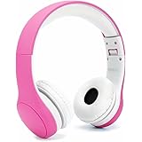 Anble Kids Headphones with Microphone Volume Limited Foldable Wired Headsets for Children - Pink