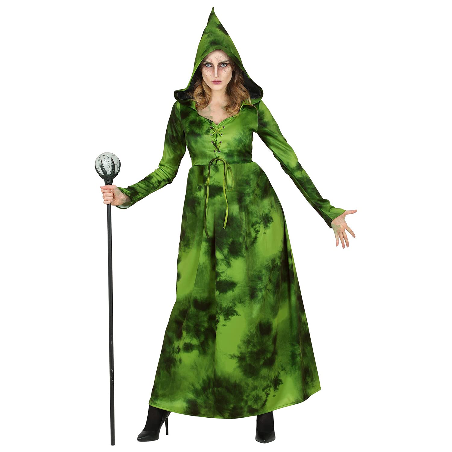 WIDMANN - Forest witch costume, dress with hood, witch, sorceress, magician, theme party, Halloween, Walpurgis night