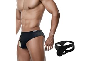 Meshal Men's Mesh Underwear with U-Pouch Design Breathable Open Front & Back Bikini Briefs