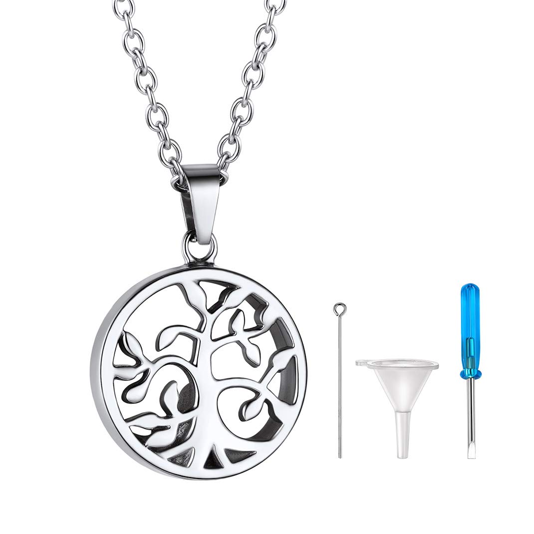 GoldChic Silver Necklace Chain Ashes Necklace for Women Family Tree Memorial Pet Urns Keepsake Pendant Cremation Jewellery โ image 1