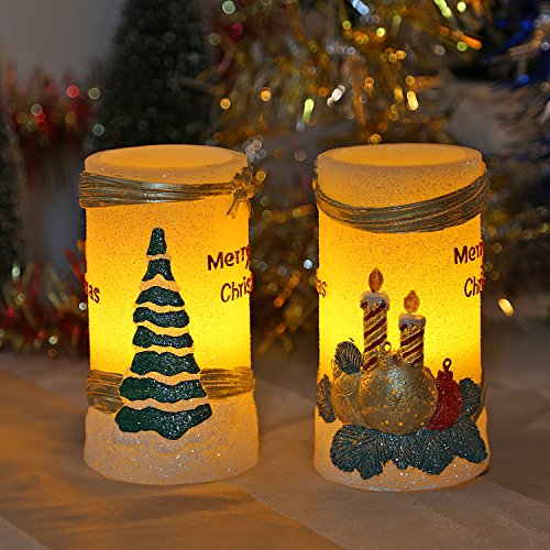 Greluna Flameless LED Candles with Timer, Battery Operated Candles for Holiday Decorations and Gift (Golden Balls)