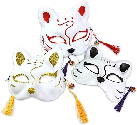 Amazon Majestic 狐 お面 金 赤 黒 3色セット 紐付き 鈴付き 舞踏会 コスプレ 仮装 イベント ハロウィン コスプレ 仮装 通販