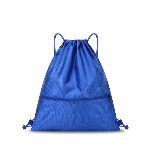 kitudaty Drawstring Gym Bag, Waterproof Sport Gym Sack Backpack for Women Men, Backpack Swimming Bag with Outside Zipper, Oxford Cloth PE Bags for School, Outdoor, Sports, Swimming & Travel