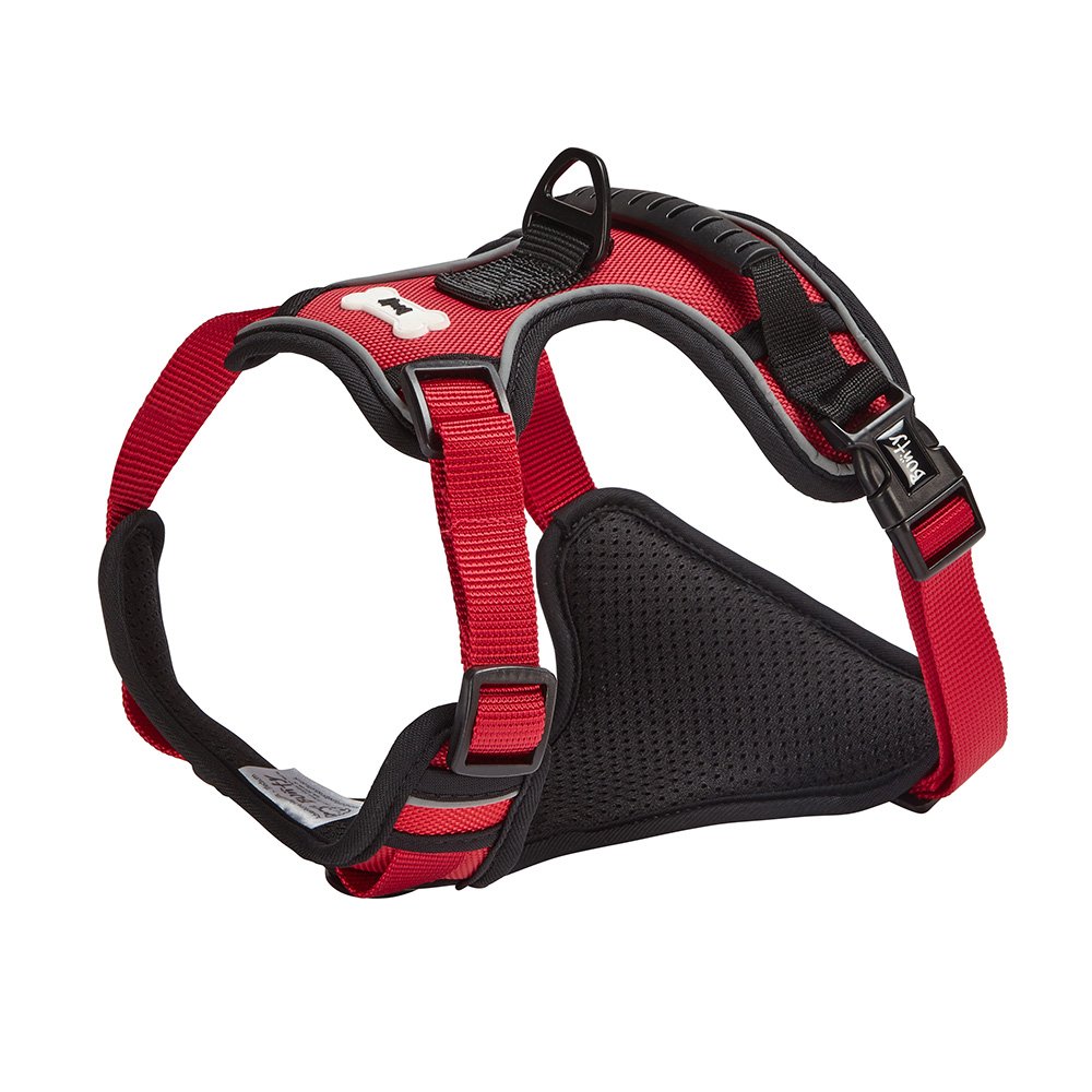 Bunty Adjustable Dog Harness, Adventure - Anti Pull Dog Harness with Reflective Piping and Rubber Handle, Heavy Duty Harness, Machine Washable Polyester Fabric (Red, S)