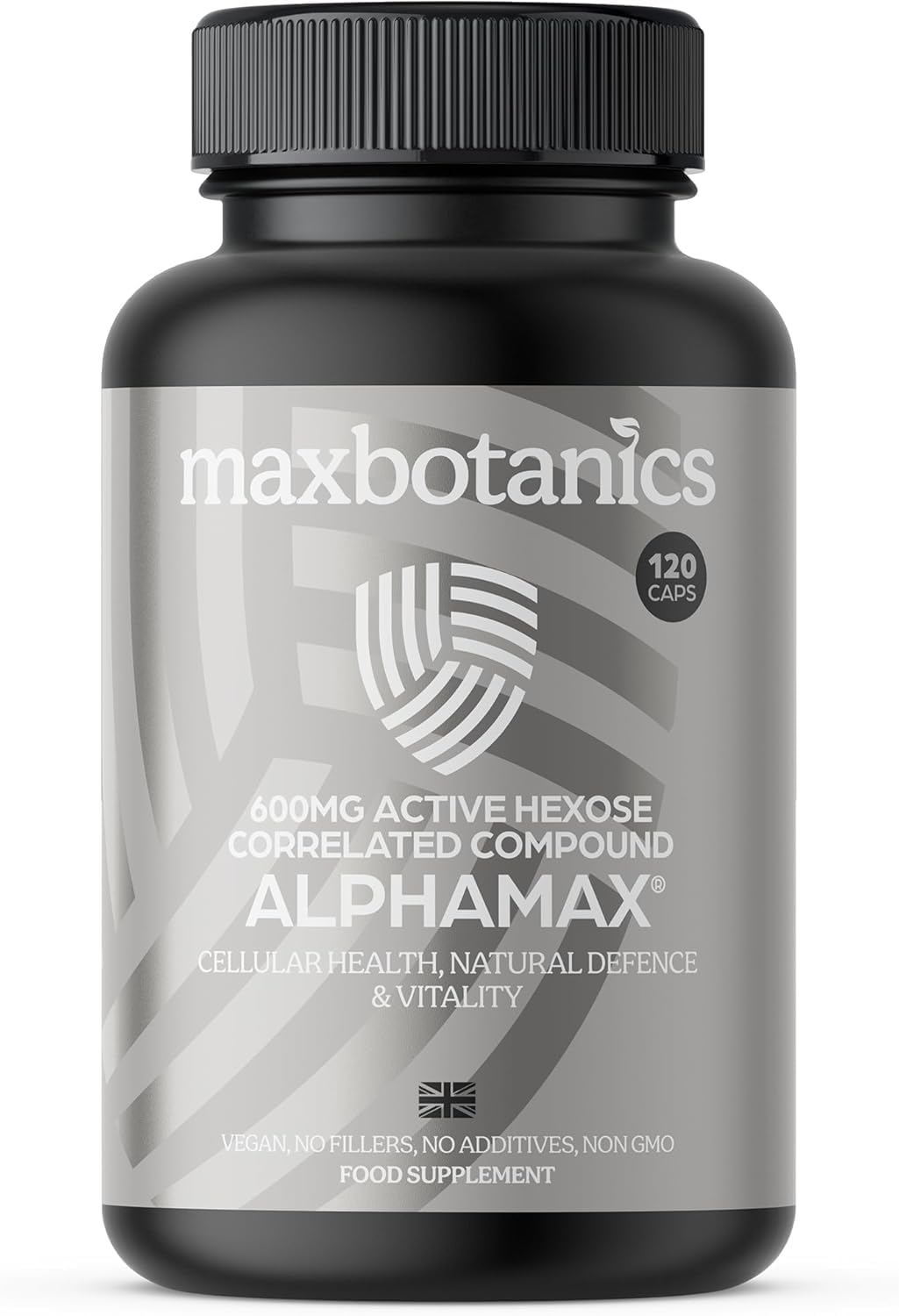 Max Botanics ALPHAMAX® Cellular Health, Natural Defence & Vitatlity Active Hexose Correlated Compound High Strenth AHCC Supplements 600mg Shiitake Mushroom Extract Vegan 120 Capsules UK Made