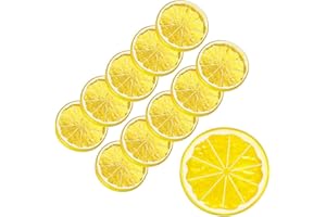 Hagao Fake Lemon Slice Artificial Fruit Highly Simulation Lifelike Model for Home Party Decoration Yellow 10 pcs