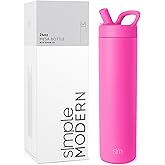 Simple Modern Water Bottle with Straw lid | Insulated Stainless Steel Thermos | Reusable Travel Water Bottles for Gym & Sports | Leak Proof & BPA Free | 24oz, Raspberry Vibes