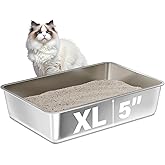 FUTAM Stainless Steel Litter Box,XL Metal Litter Box for Cat, Large Metal Litterbox for Kitty, Easy Clean, Non Stick No Smell
