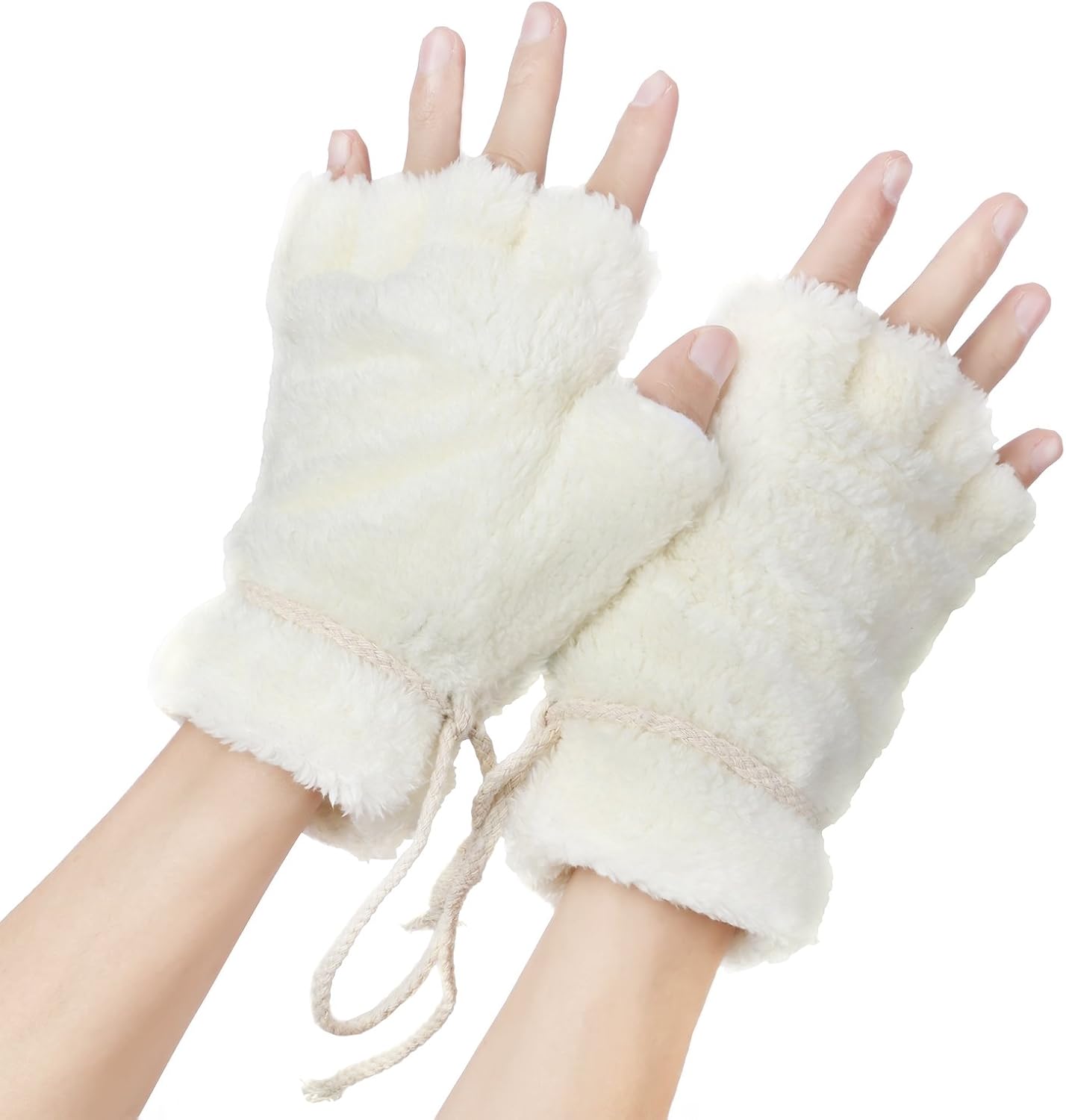 Odema Womens Bear Plush Cat Paw Claw Glove Soft Winter Fingerless Mitten Gloves at  Women’s Clothing store