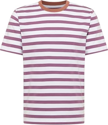 T-shirt estilo Austin, risca branca roxa 12887, M Homem