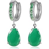 Galaxy Gold GG 14k White Gold Hoop Earrings with Emeralds