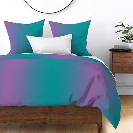 Amazon Com Roostery Duvet Cover Ombre Gradient Fade Teal Purple Winter Summer Print 100 Cotton Sateen Duvet Cover Twin Home Kitchen