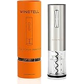 WINETELL Electric Wine Opener, Rechargeable Wine Bottle Opener with One-Click Button, Reusable Automatic Corkscrew Remover - Great Present for Wine Lovers, Wine Gift