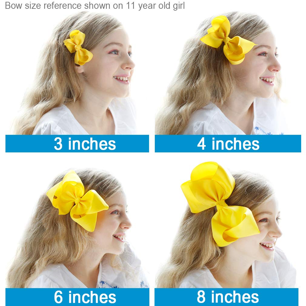 DEEKA 20 PCS Multi-colored 6" Hand-made Grosgrain Ribbon Hair Bow Alligator Clips Hair Accessories for Little Girls : Beauty