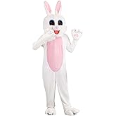 Adult White Bunny Easter Costume | Rabbit Mascot Outfit for Men and Women | Jumpsuit with Mask for Themed Events