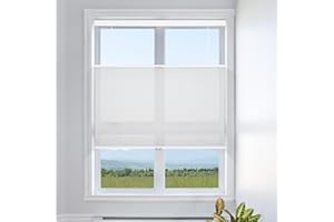 Grandekor Top Down Bottom Up Cellular Shades Cordless, Pull Down Honeycomb Blinds for Windows Room Darkening Blinds & Shades for Living Room Bedroom, Light Filtering, White, 34" Wx72 H