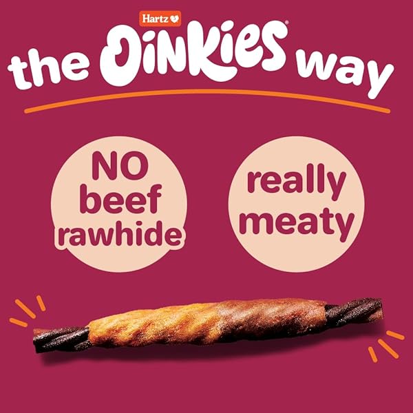 HARTZ OINKIES TENDER RIBS WITH REAL CHICKEN, DUCK & VEGGIES, PEANUT BUTTER FLAVORED RAWHIDE-FREE DOG TREATS, HIGHLY DIGESTIBLE DOG CHEWS, 22 COUNT