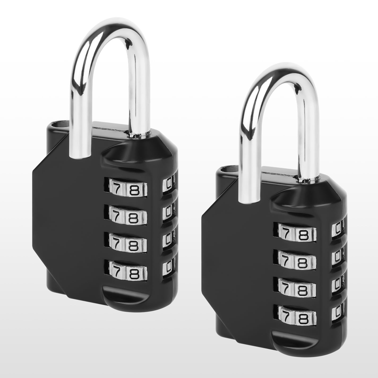 ZephyrCraft Combination Padlock, 4-Digit Coded Combination Lock, 2 Pack Zinc Alloy Heavy Duty Outdoor Lock, Weatherproof Padlock for Gym, School, Locker, Storage Case, Toolbox (Black)