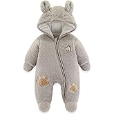 Fairy Baby Newborn Baby Snowsuit Bear Outfit Footie Romper Winter Thick Fleece Jumpsuit Infant Coat for Girls Boys 0-12M