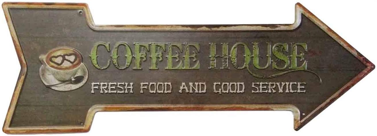 HANTAJANSS Coffee Signs with Arrow Fresh Brewed Coffee Signs for Cafe Decor