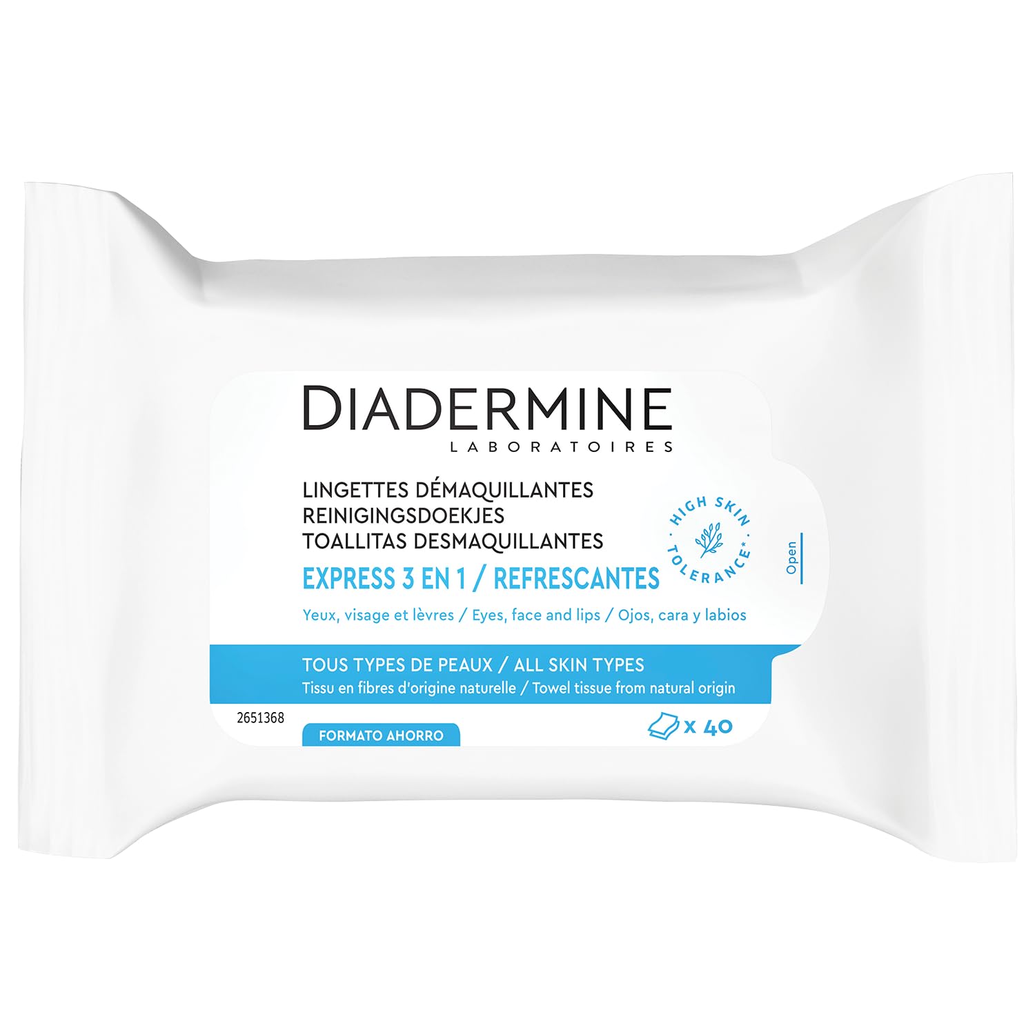 DIADERMINE - Lingettes Démaquillantes - Express 3en1 Visage,Yeux,lèvres x40