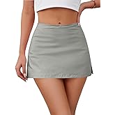 Skorts Skirts for Women Sexy Mid-Waisted Side Split Y2k Mini Skorts with Shorts