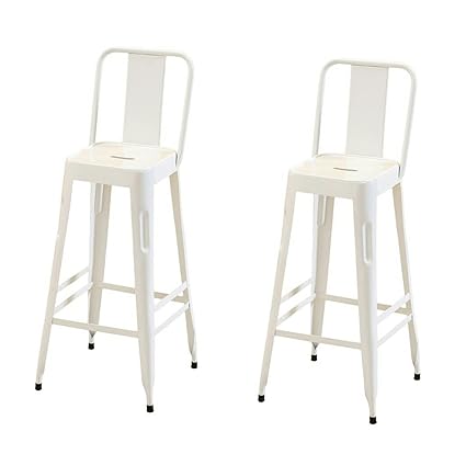 Rajtai Shree Metal Chair for Kitchen, Restaurant, Bar, Cafe, Garden (White Glossy Colour, 40.6 x 40.6 x 106.7cm) - Set of 2