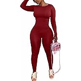 CLOCOR Womens 2 Piece Outfits Sweatsuits - Tracksuit Set Long Sleeve Crop Top & Drawstring Wide Leg Pants with Pockets