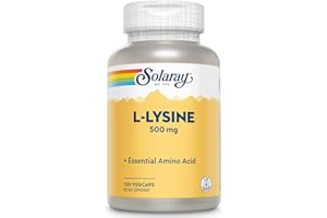 SOLARAY L Lysine 500 mg Capsules - Free-Form Essential Amino Acids Supplement - Powerful Wellness Support with L-Lysine Amino Acid - Lab Verified, 60-Day Guarantee, 120 Servings, 120 VegCaps