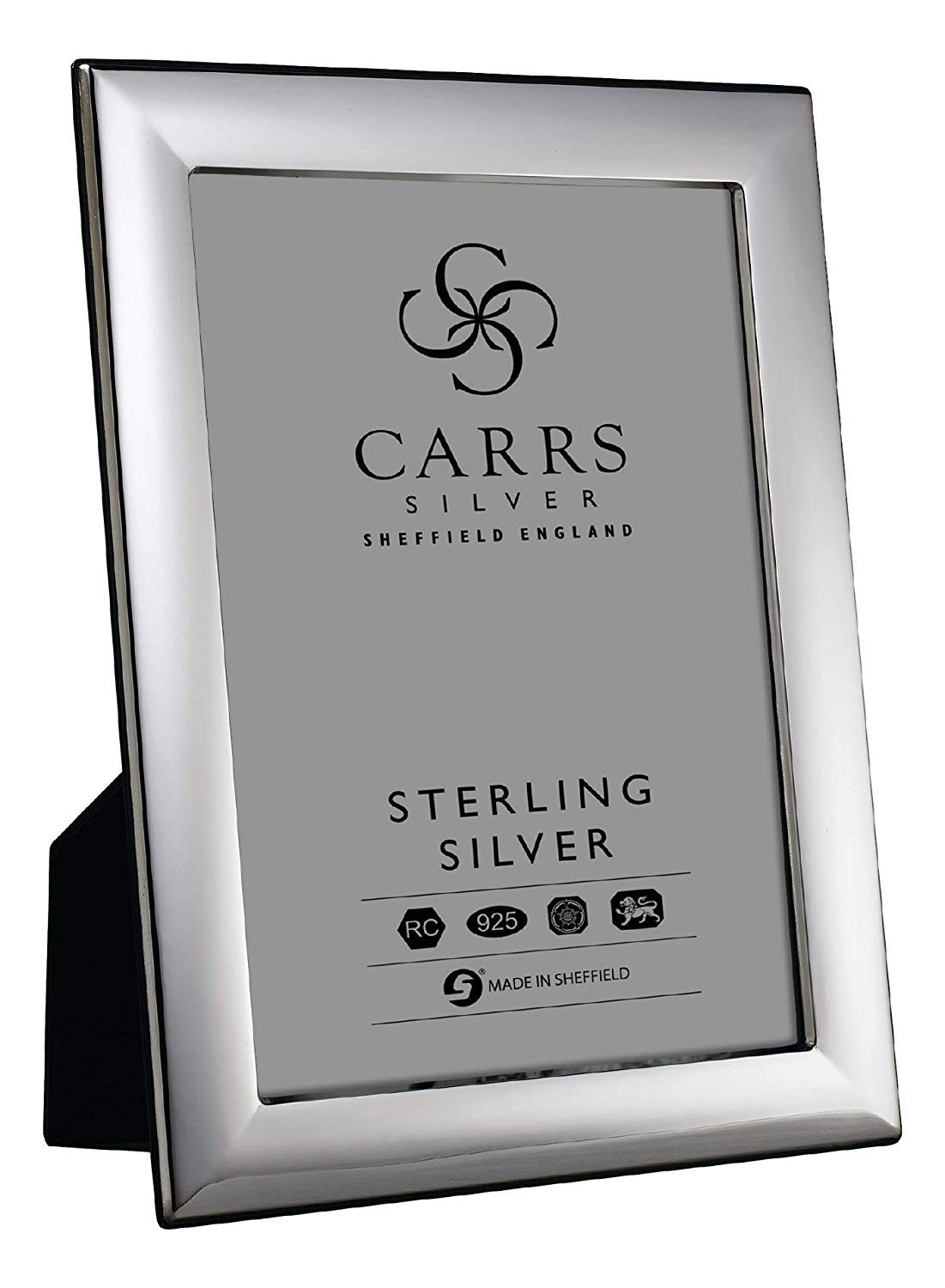 CARRS - Sterling Silver Photo Frame Berkeley Design Black Wood Back - 8" x 6"
