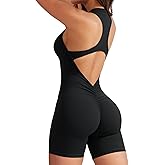YEOREO Jumpsuits for Women Zip Up Workout Backless One Piece Tummy Control Sleeveless Emma Sexy Yoga Bodysuits