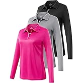 Ullnoy Lightweight Golf Shirts for Women Moisture Wicking Long Sleeve Polo Shirt Women Quick Dry Activewear Golf Tops Pack